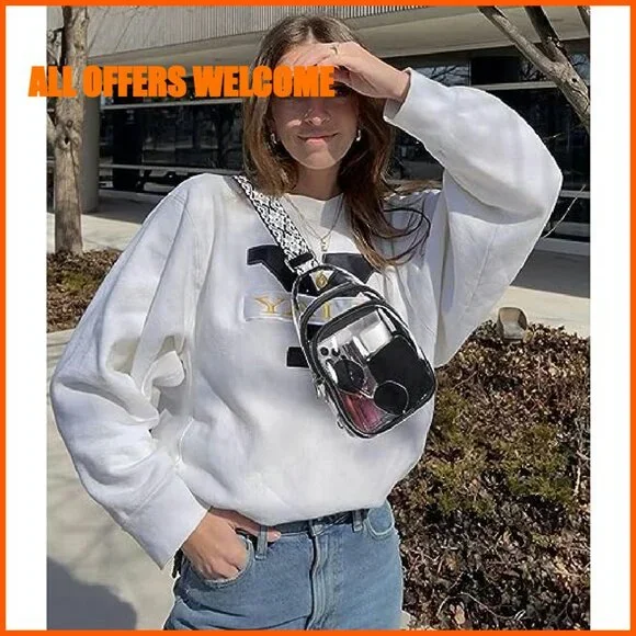 Clear Stadium Crossbody Bag with 7 Zippered Pockets, Adjustable Strap - Picture 3 of 8